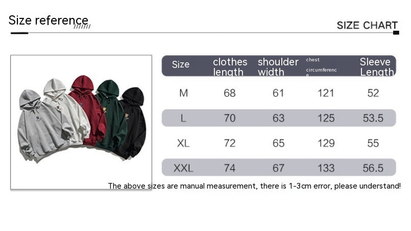 Simple Letter Embroidery Couple Hoodies Men And Women Casual Sweatshirt