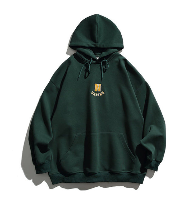 Simple Letter Embroidery Couple Hoodies Men And Women Casual Sweatshirt