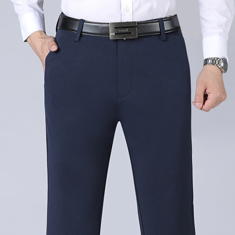 Mens Stretch Business Straight-Cut Casual Pants