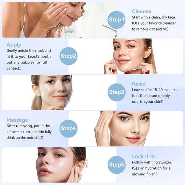 5 SHEETS/BOX Deep Collagen Anti Wrinkle Lifting Mask Collagen Mask Skincare Facial Masks For Women Skin Care Deep Hydration Tone Correction & Radiance Firmness & Elasticity Support Daily Care