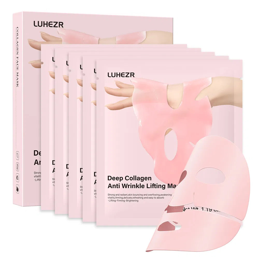 5 SHEETS/BOX Deep Collagen Anti Wrinkle Lifting Mask Collagen Mask Skincare Facial Masks For Women Skin Care Deep Hydration Tone Correction & Radiance Firmness & Elasticity Support Daily Care