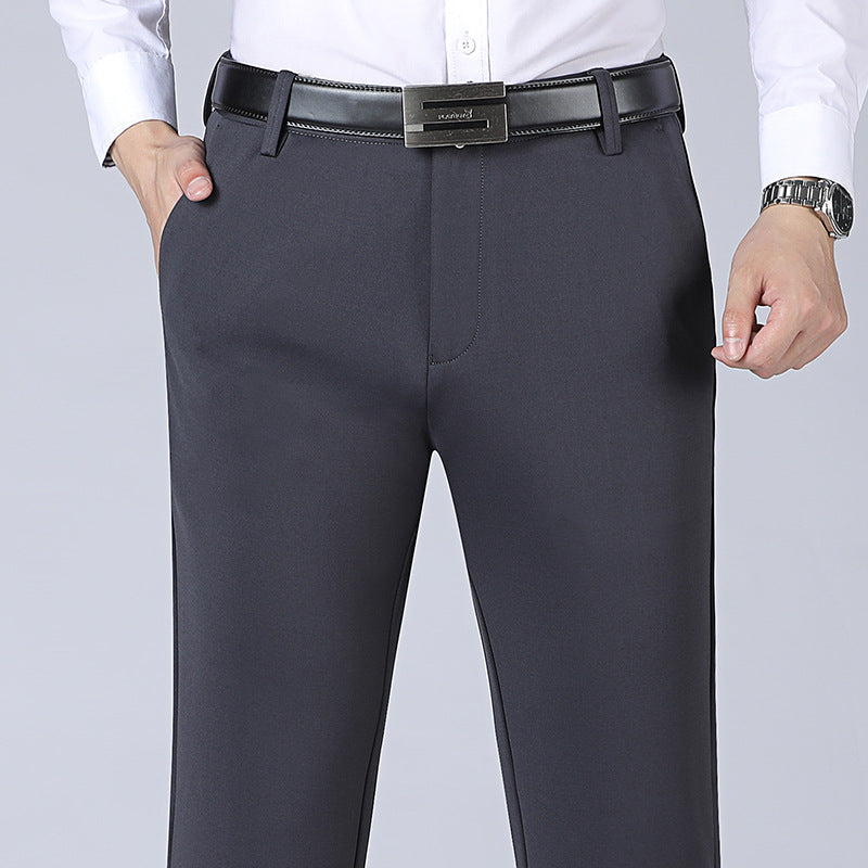 Mens Stretch Business Straight-Cut Casual Pants