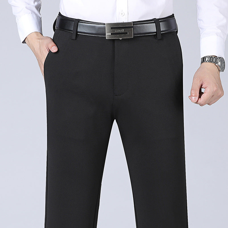 Mens Stretch Business Straight-Cut Casual Pants
